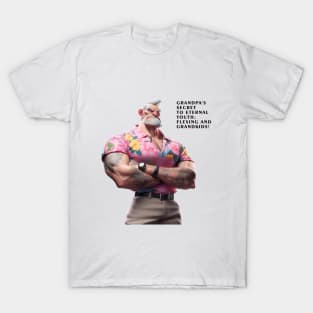 Grandpa's Eternal Flex: Muscles & Grandkid Joy T-Shirt